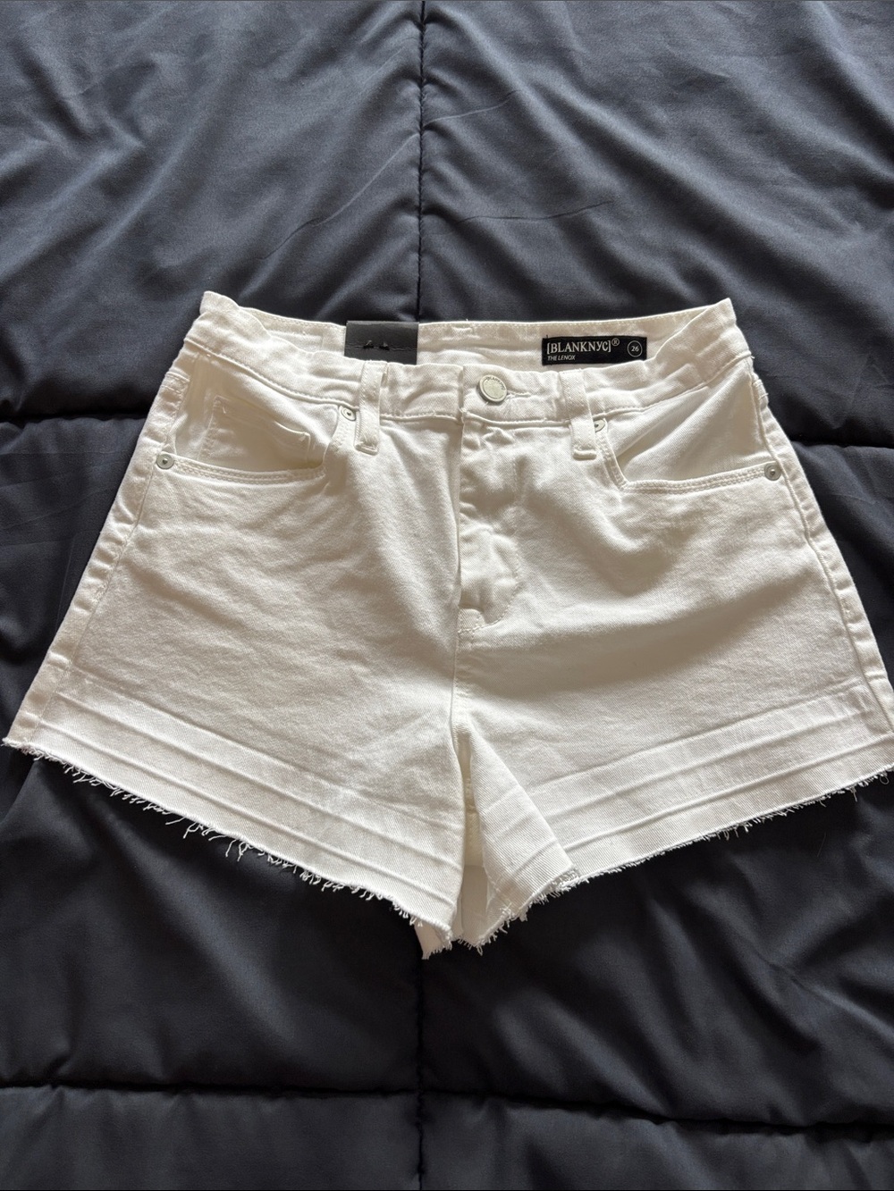 NWT! Blank NYC White Frayed Hem High-Rise Denim Shorts